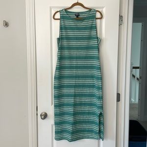Patagonia Green Midi Dress Size L Organic Cotton Sleeveless Side slips.